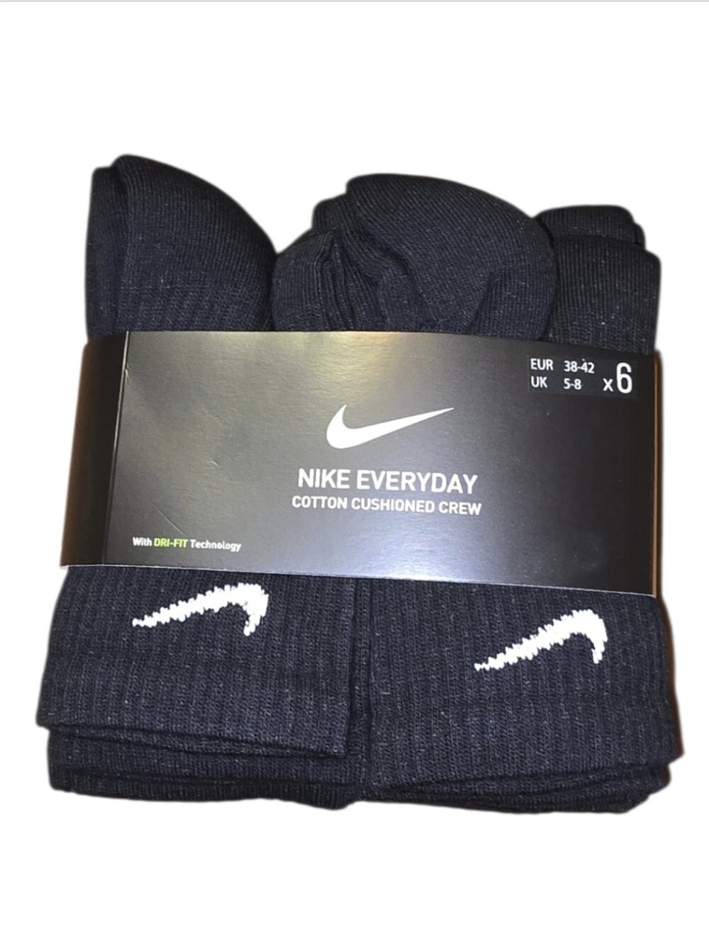 Nike Everyday Cotton Cushioned Crew Socks - Black & White (6 Pack)